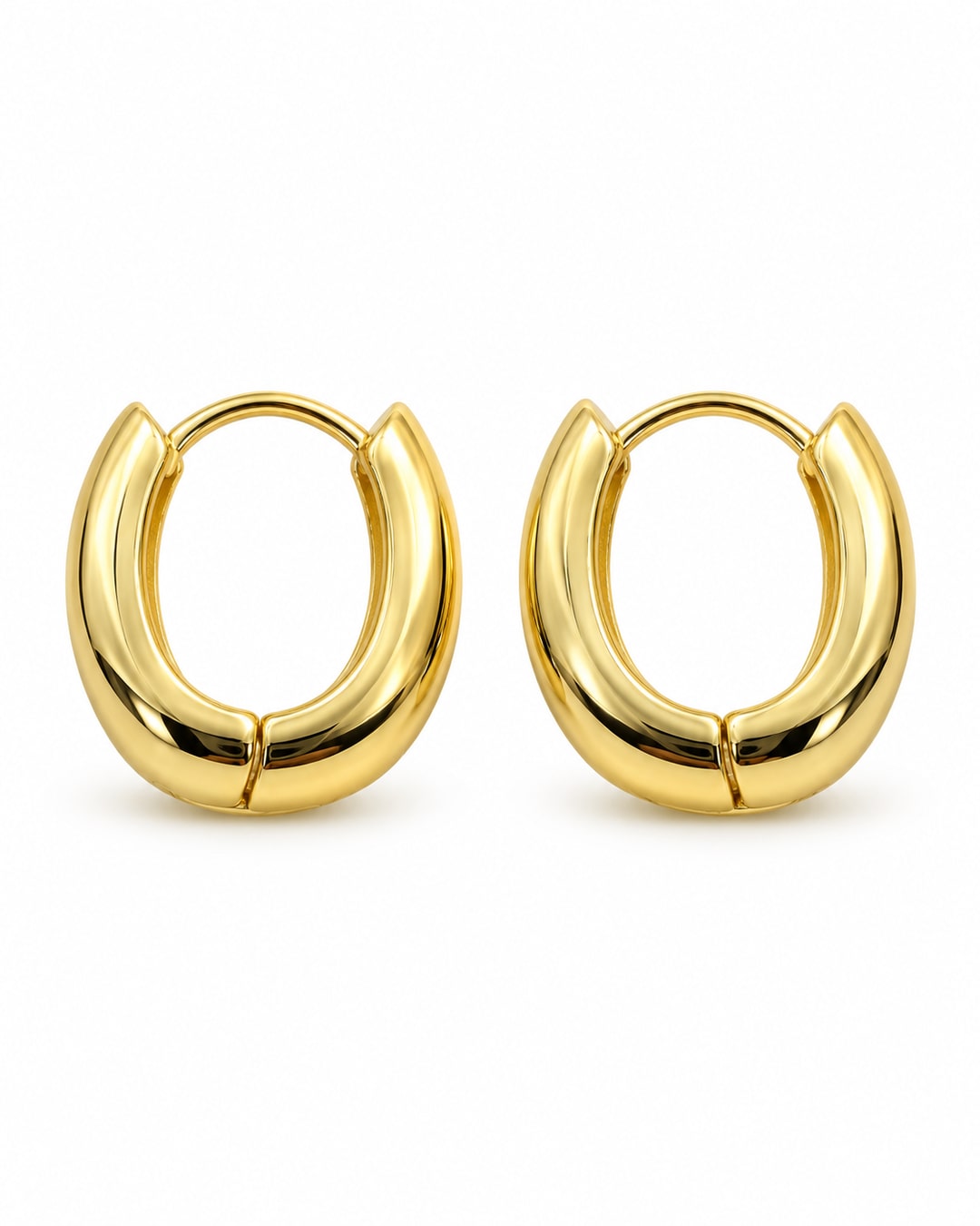 Aretes lisos dorados grandes · Foto 1
