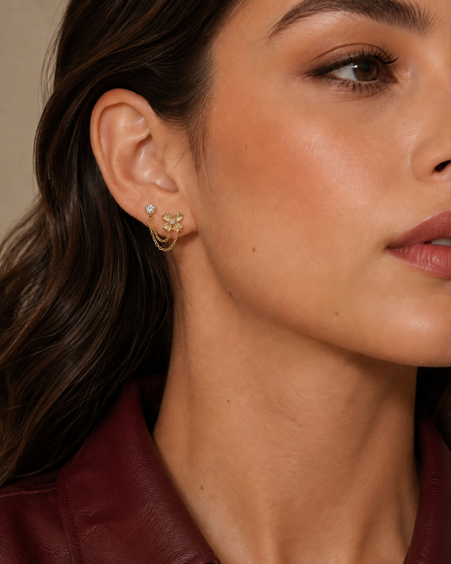 Arete cadena flor