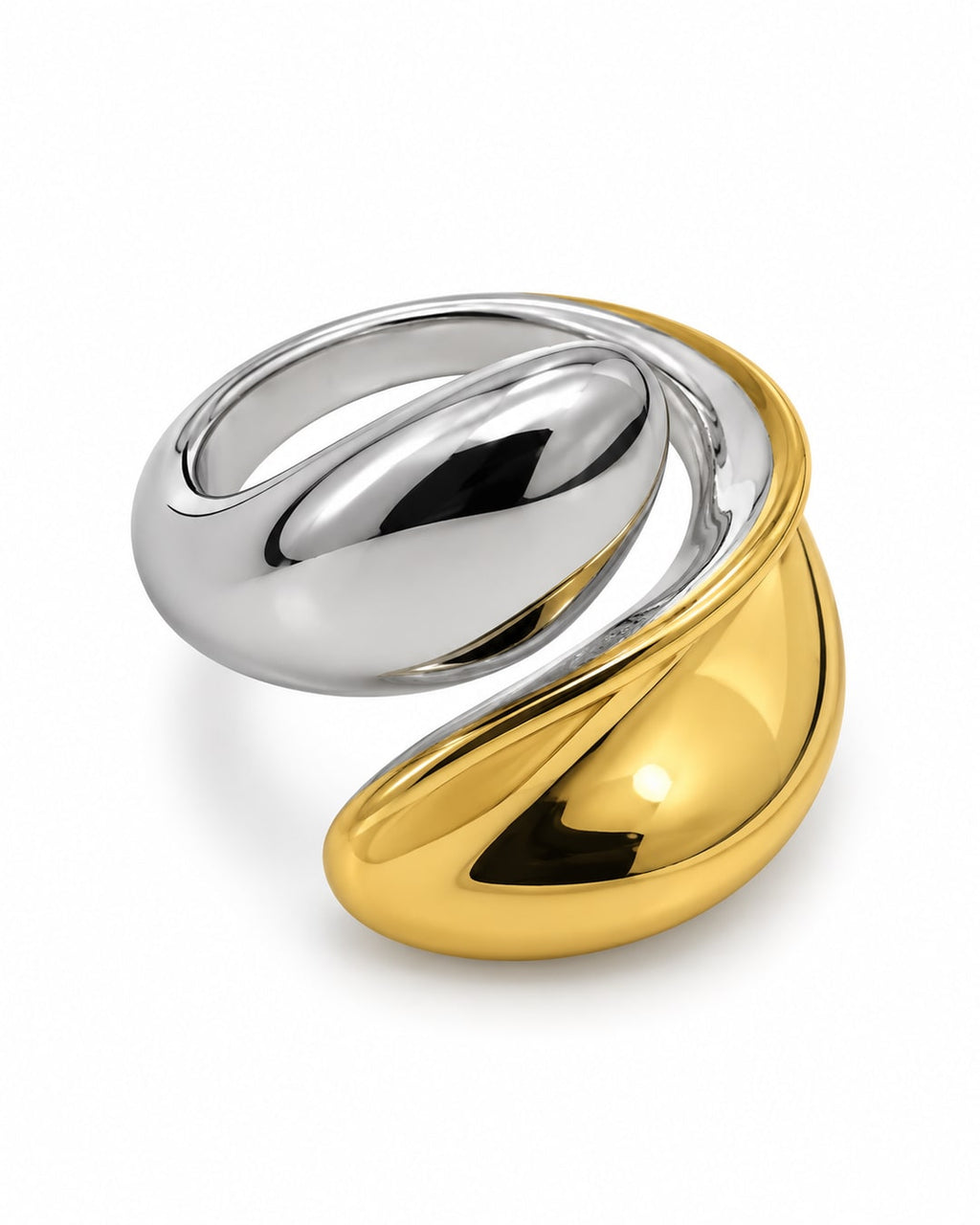 Anillo ancho bicolor, vista frontal