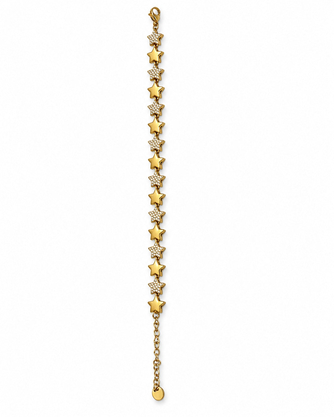 Pulsera estrellas, vista frontal sobre fondo blanco
