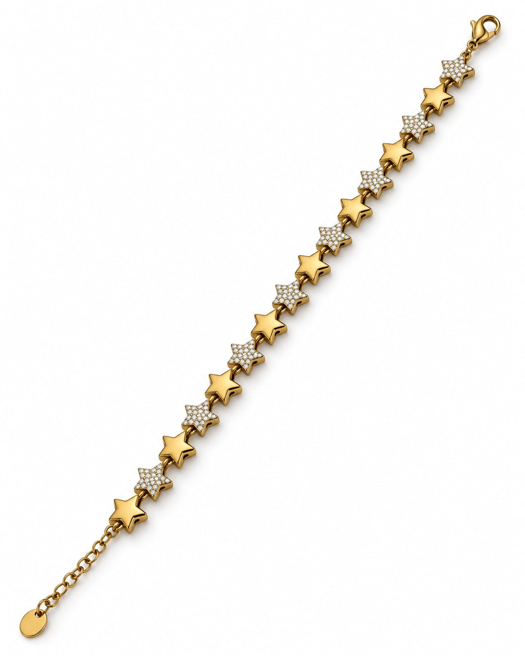 Pulsera estrellas, vista en ángulo sobre fondo blanco