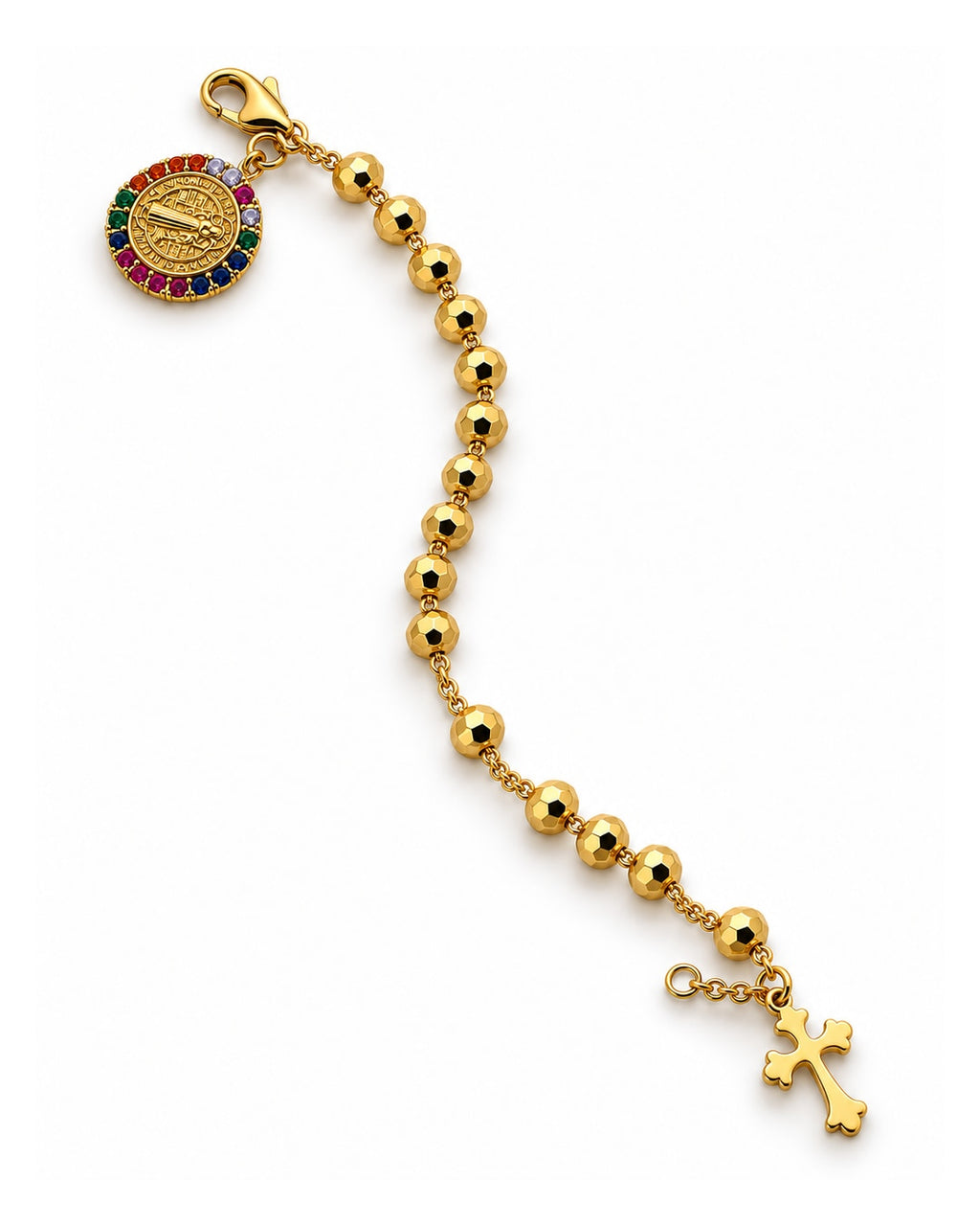 Pulsera san benito, vista en ángulo sobre fondo blanco
