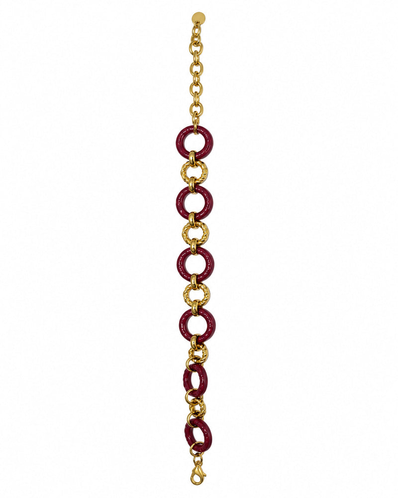 Pulsera círculo vino, vista frontal sobre blanco