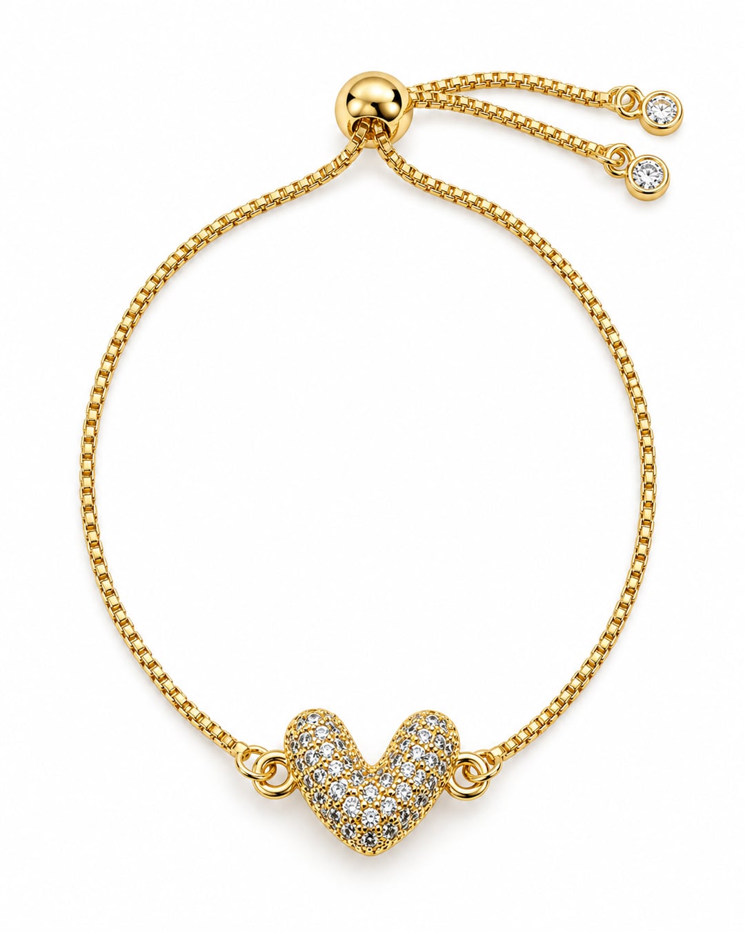 Pulsera corazón ajustable con brillos · Foto 1