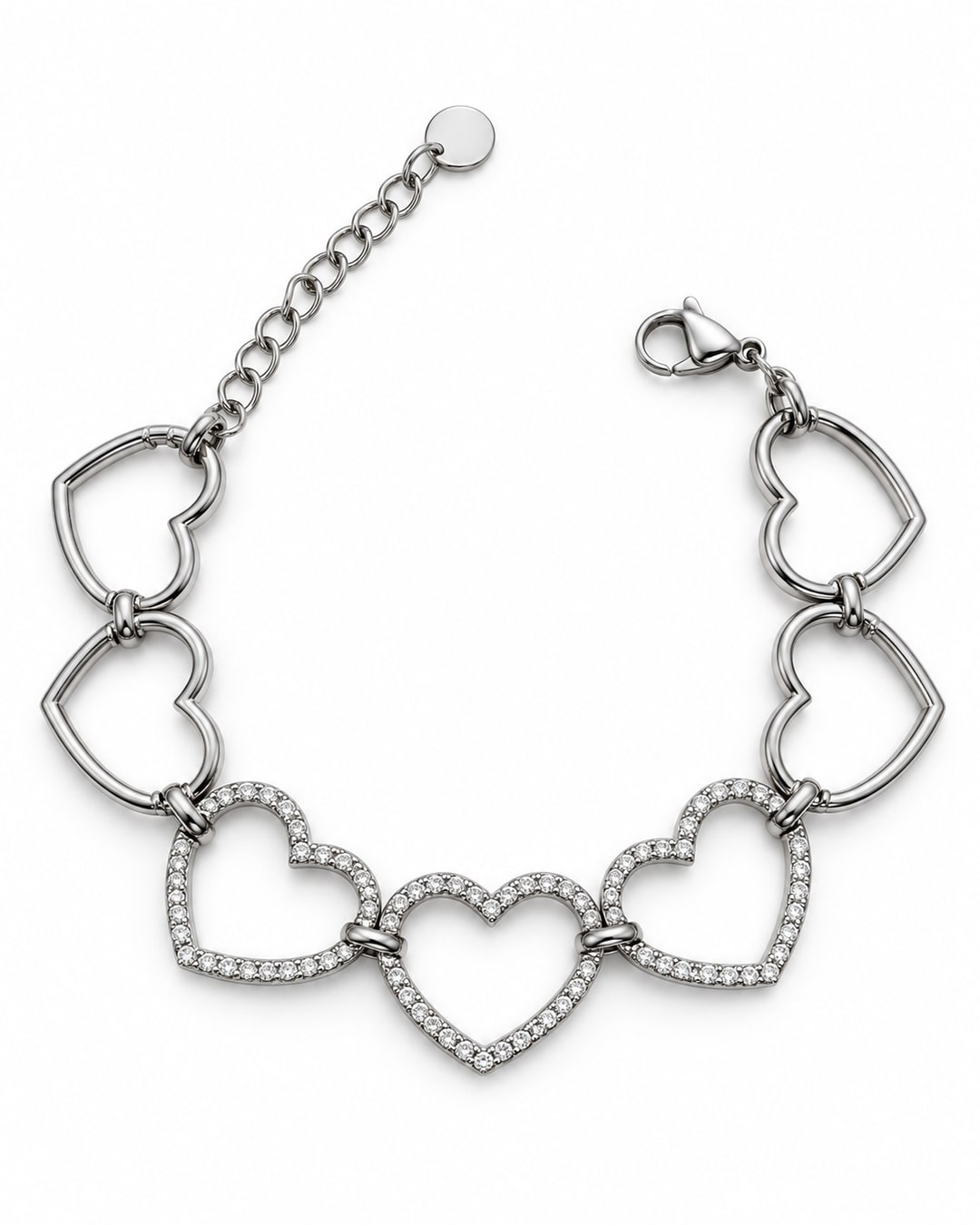 Pulsera corazones plateada · Foto 1