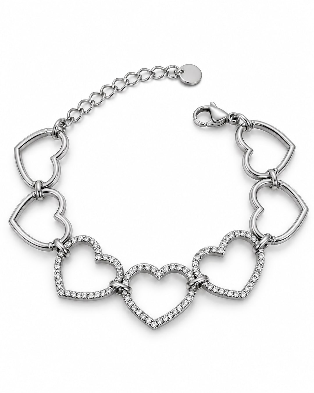 Pulsera corazones plateada · Foto 3