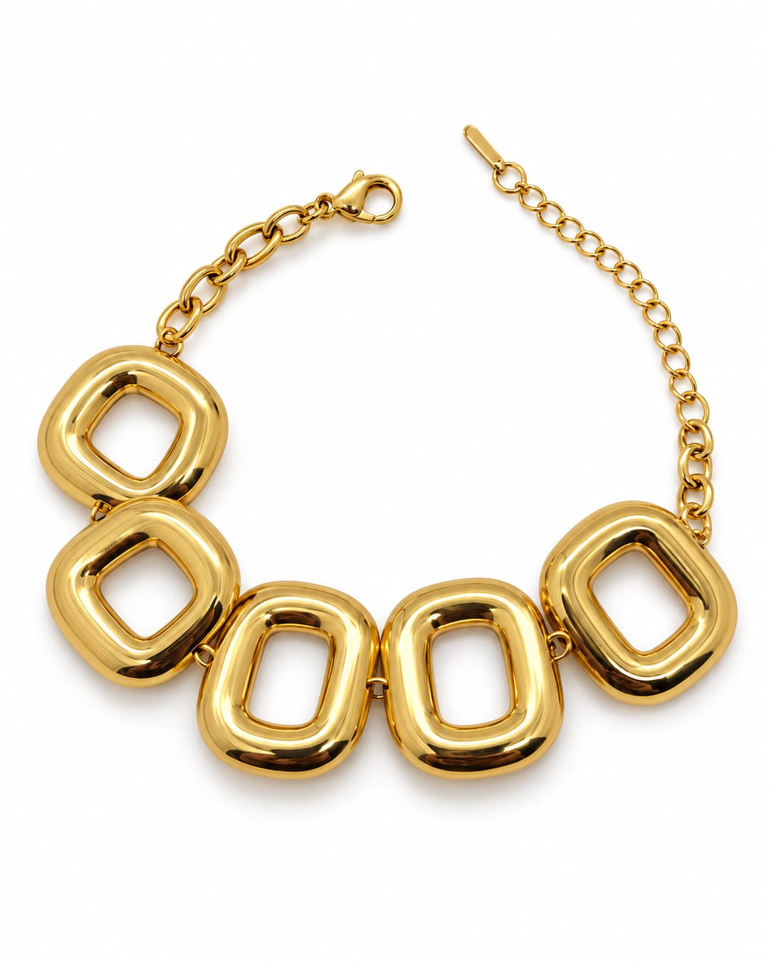 Pulsera cuadro dorada · Frontal