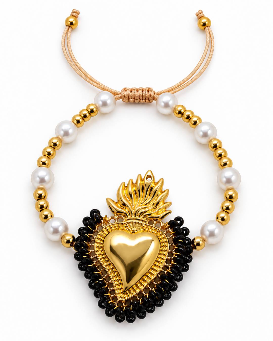 Pulsera milagritos negra — frontal