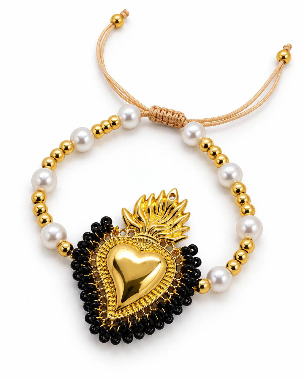 Pulsera milagritos negra — ángulo