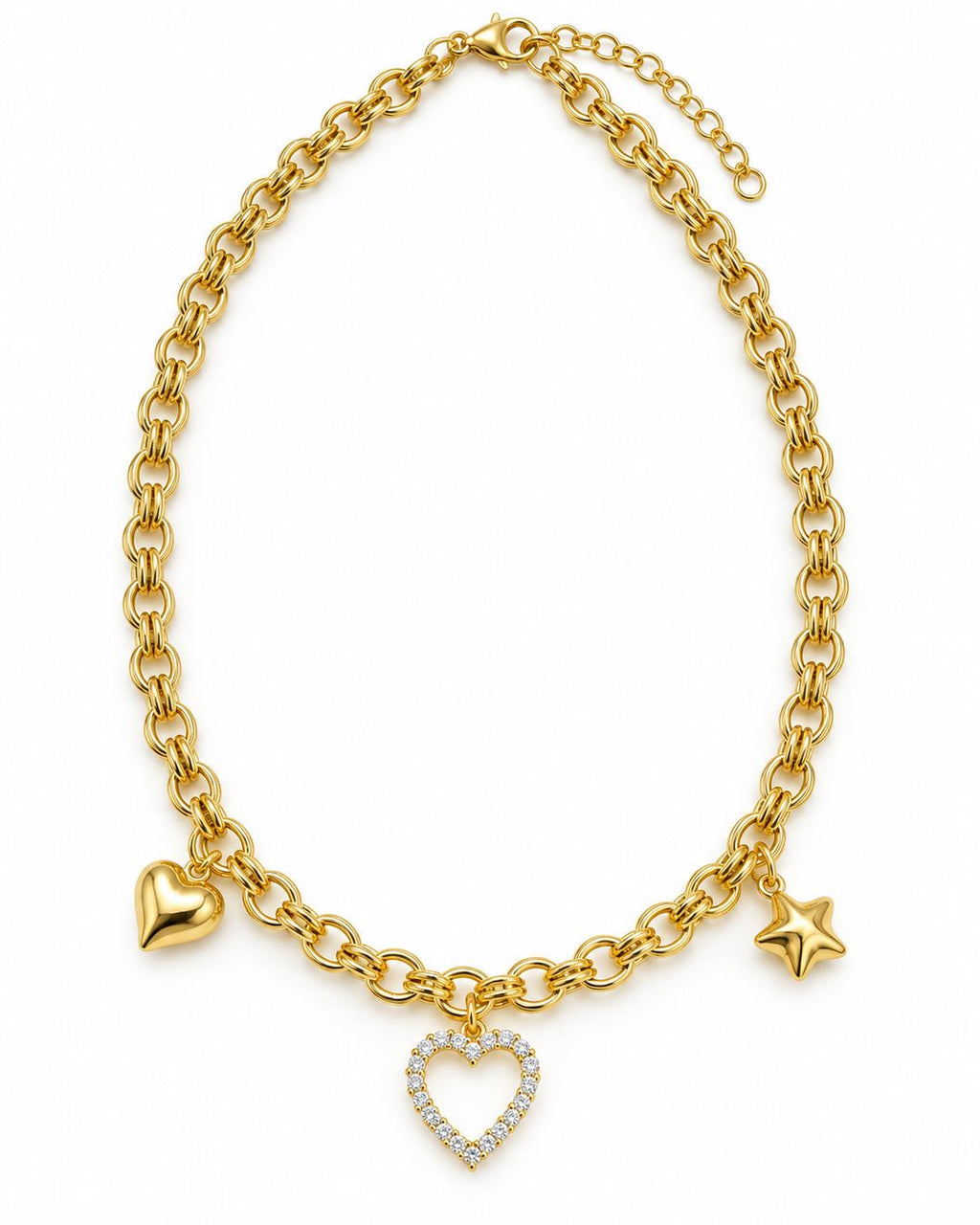 Collar dijes corazón globo — frontal